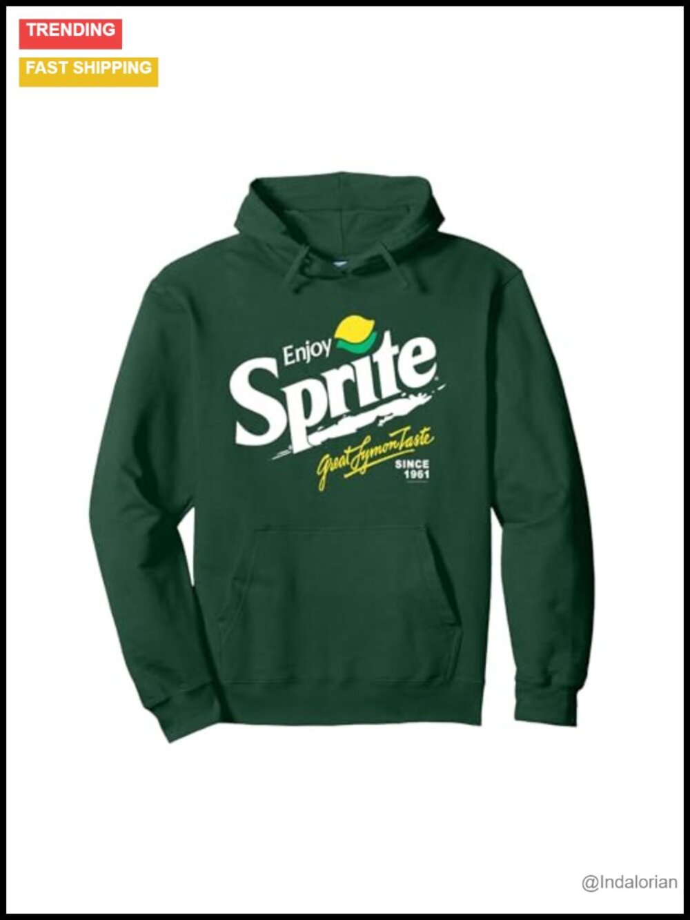 Sprite Retro Label Pullover Hoodie Classic Fit Twill-Taped Neck Kangaroo Pocket